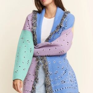 Paisley Print Contrast Cardigan